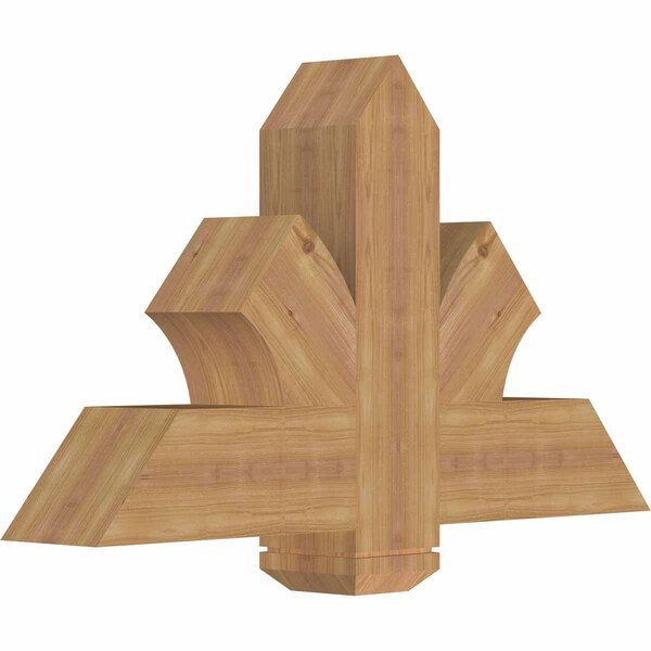 Redmond Smooth Timber Gable Bracket, Western Red Cedar, 36W X 21H X 5 1/2D X 5 1/2F, 14/12 Pitch